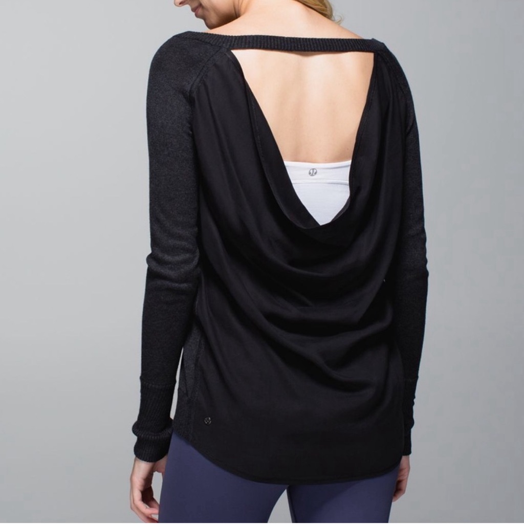 Lululemon Unity Pullover Drape-Back Sweater In Heathered Black